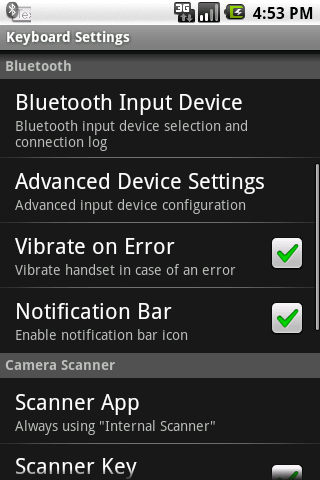 BluePiano Android Bluetooth Settings