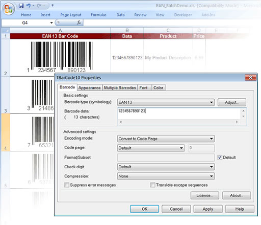 Barcode Generator ActiveX/OCX TBarCode screen shot