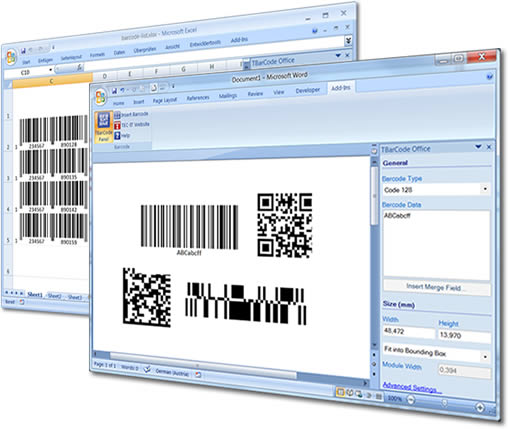 Barcode Word/Excel Add-In TBarCode Office screen shot