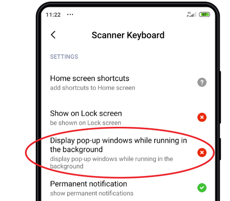Scanner Keyboard - Enable Xiaomi Permissions