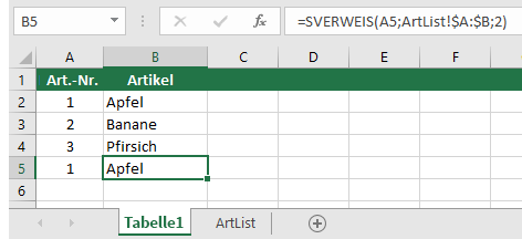 SVERWEIS Funktion in Excel