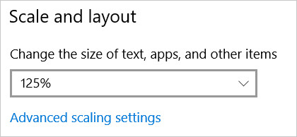 Text or App Size Is Set to 125%