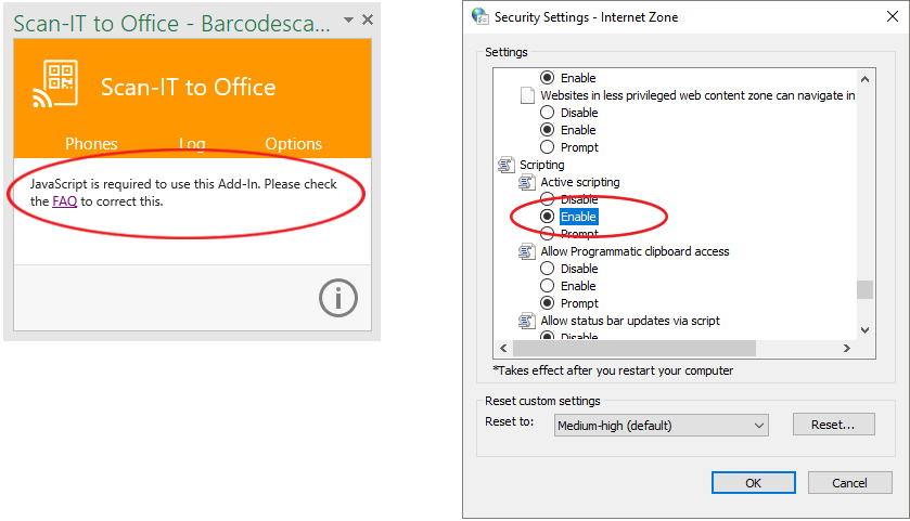 Enable JavaScript for Scan-IT to Office
