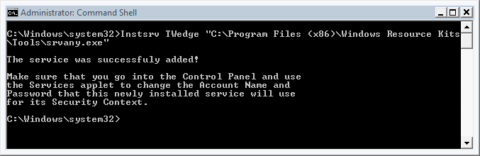 Kommandozeile: Installation des Windows Resource Toolkits