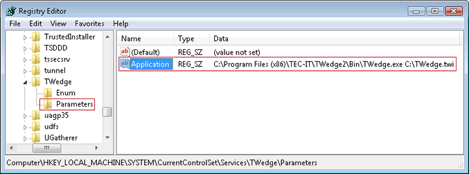 Registry Editor: Add new key Parameters