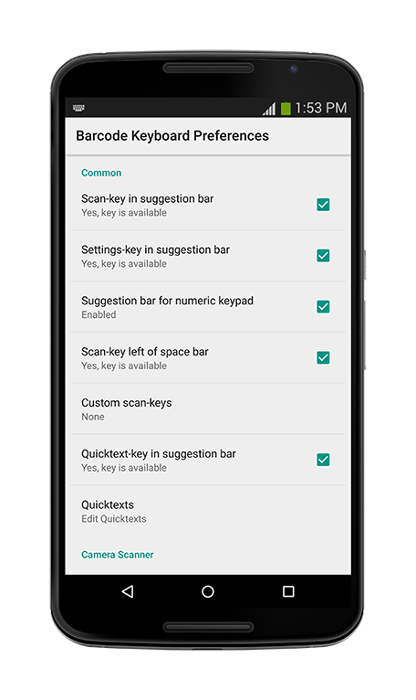 Barcode/NFC Scanner Keyboard - Common Settings