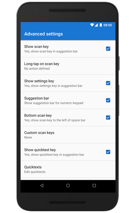 Scanner Keyboard Settings