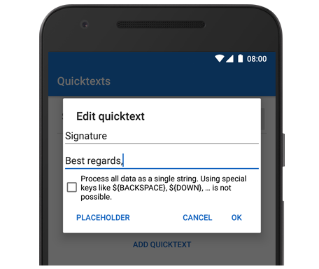 Scanner Keyboard Quicktext Function