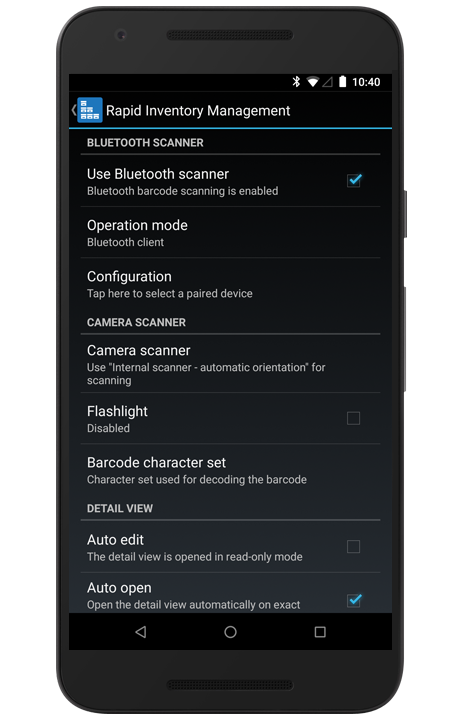 Rapid Inventory Scanner Settings