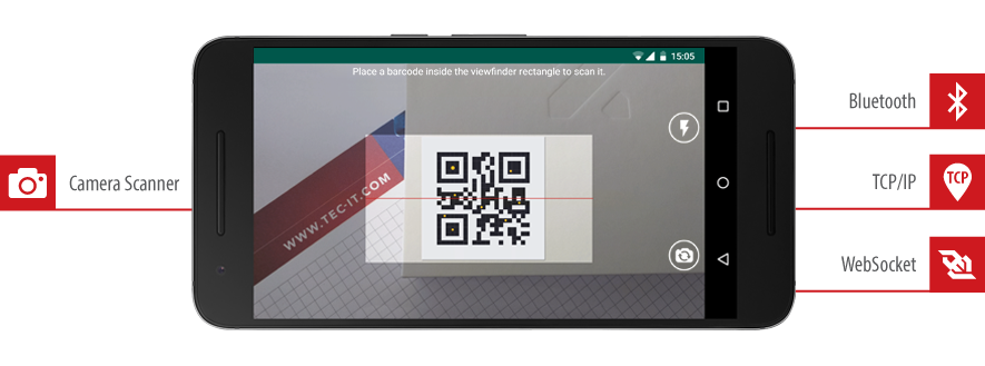 falsk Allergi overførsel Wireless Barcode Scanner for Android (Bluetooth, TCP, WebSocket)