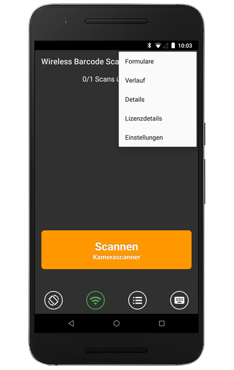 Wireless Barcodescanner - Benutzeroberfläche
