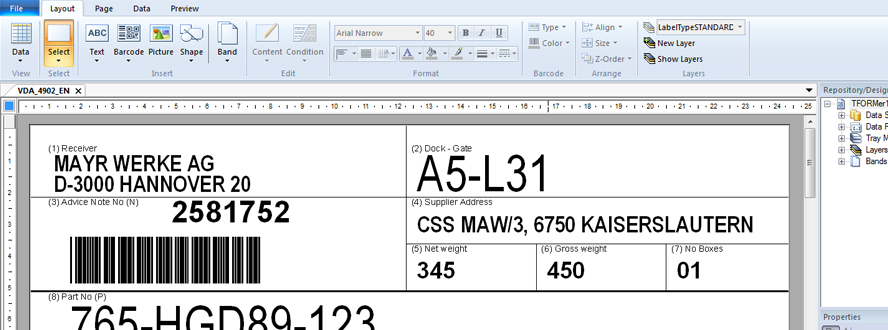 Label Software TFORMer: Label and Form Printing