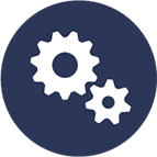 Two intertwined gears icon