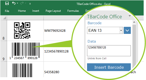 industria Santuario sección TBarCode Office: Complemento de código de barras para Excel