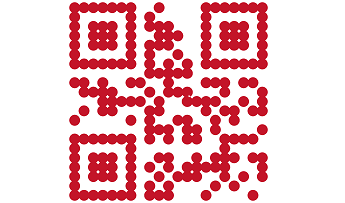 QR-Code aus roten Kreisen als Blickfang