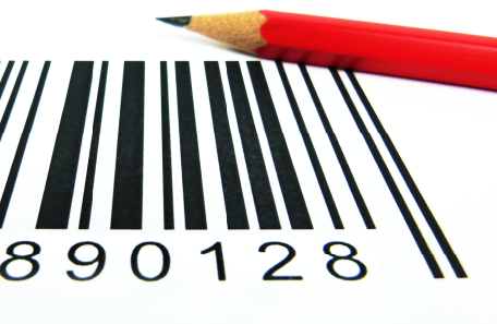 Printed barcode with pencil on top