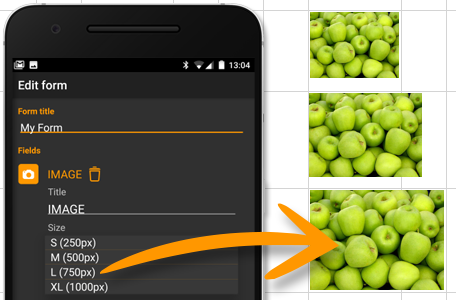 Barcodescanner App sendet Bilddaten in verschiedenen Größen