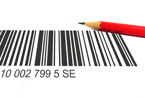 Printed barcode with pencil on top