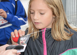 Scanning a barcode at a sports event in Brixlegg (AUT)