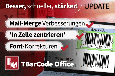 TBarCode Office V11.1 mit zentrierten Barcodes