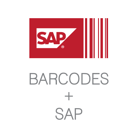 SAP icon with text: Barcodes with SAP